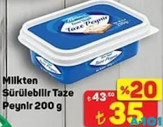 MİLKTEN SÜRÜLEBİLİR BEYAZ PEYNİR 200 G